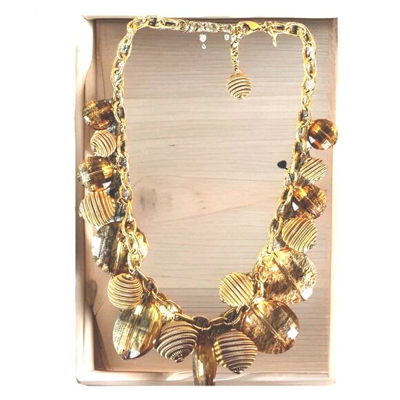 EUC Kate Spade New York Women's Gold Acorn Faux Amber Necklace Gold Plated BIB - Picture 1 of 10